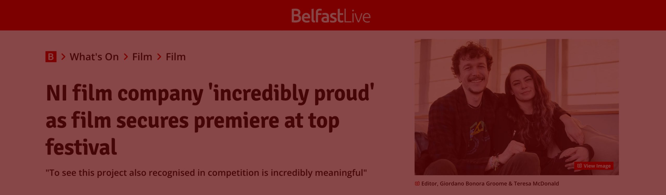 NI Film Company Incredibly Proud -- Red Wolf Films